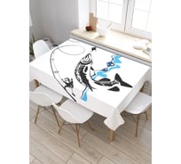 Скатерть JoyArty Щука на крючке, прямоугольная, из сатена tc_21300_120x145