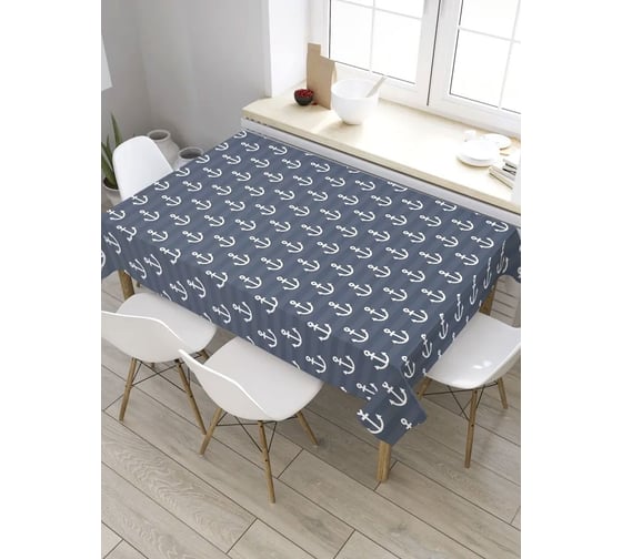 Скатерть JoyArty Якоря в полосатом море, прямоугольная, из сатена tc_28911_120x145 1