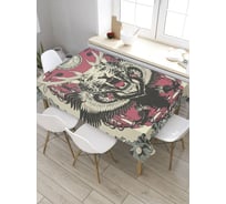 Скатерть JoyArty Эмблема свирепого тигра, прямоугольная, из сатена tc_32294_120x145