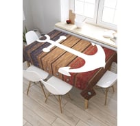 Скатерть JoyArty Якорь на деревянных досках, прямоугольная, из сатена tc_5412_120x145