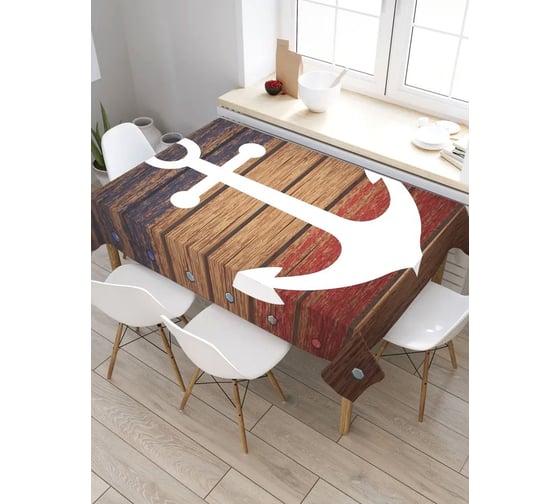 Скатерть JoyArty Якорь на деревянных досках, прямоугольная, из сатена tc_5412_120x145 1