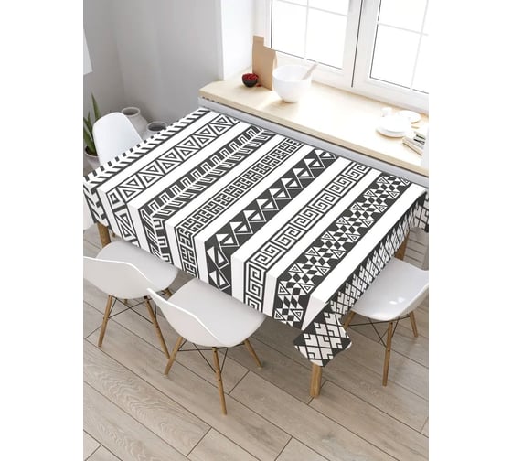 Скатерть JoyArty Этнический монохром, прямоугольная, из сатена tc_37374_120x145 1