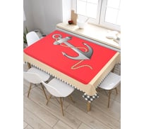 Скатерть JoyArty Якорь в клетку, прямоугольная, из сатена tc_5454_120x145