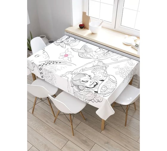 Скатерть JoyArty Японские зарисовки, прямоугольная, из сатена tc_37831_120x145 1