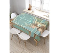 Скатерть JoyArty Якорь на деревянном фоне, прямоугольная, из сатена tc_7388_120x145