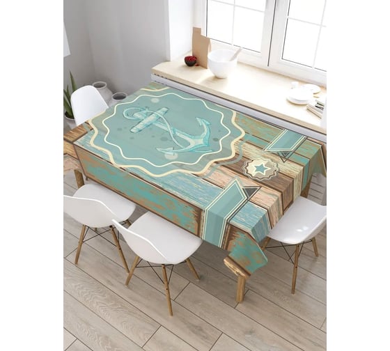 Скатерть JoyArty Якорь на деревянном фоне, прямоугольная, из сатена tc_7388_120x145 1