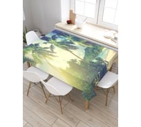 Скатерть JoyArty Экзотический пляж с пальмами, прямоугольная, из сатена tc_7516_120x145