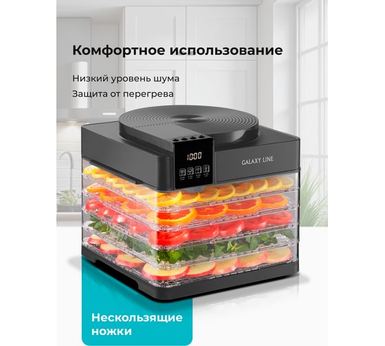 Электросушилка для овощей и фруктов Galaxy LINE GL 2630 серый, 450 Вт 7020926308