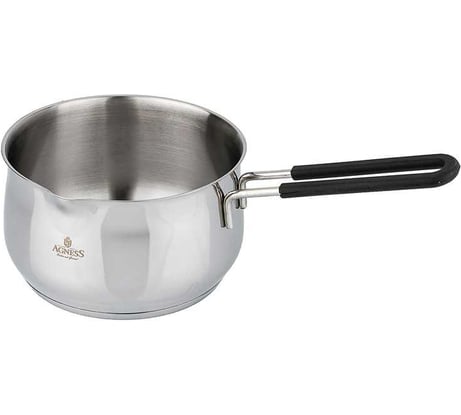 Ковш Agness Монблан 12x8 см, 0.9 л, нержавеющая сталь, индукционное дно 936-117