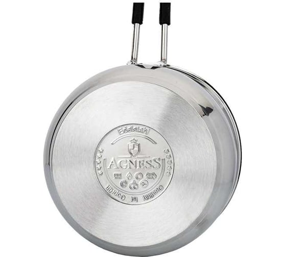 Ковш Agness Монблан 12x8 см, 0.9 л, нержавеющая сталь, индукционное дно 936-117