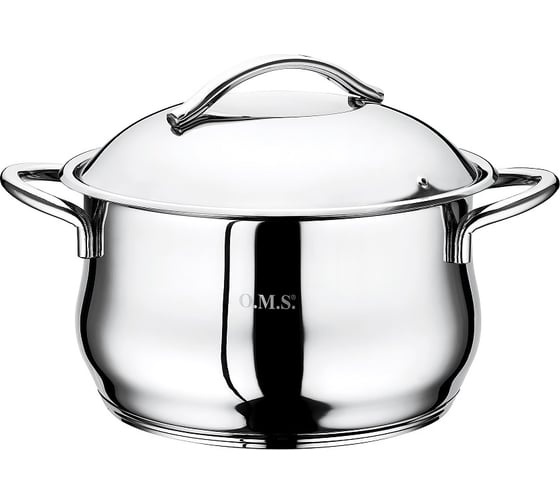 Кастрюля стальная OMS collection крышка стальная, размер 22x14 см, 5 л 2027-22-14