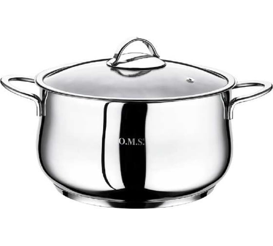 Кастрюля стальная OMS collection крышка стеклянная, размер 26x16 см, 8,3 л 2038-S-26 1