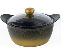 Кастрюля с крышкой стеклянной OMS collection 28x14 см, 7,05 л, с АПП, цвет черный/золотой 3120.01.11-28-Gd