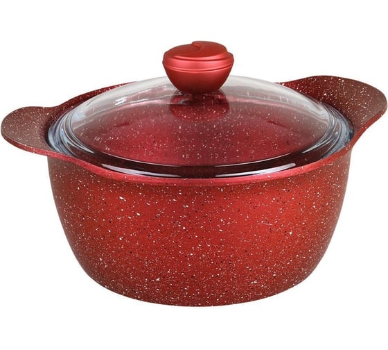 Кастрюля с крышкой стеклянной OMS collection 26x13 см, 5,6 л, с АПП, цвет красный 3120.01.11-26-Rd 1