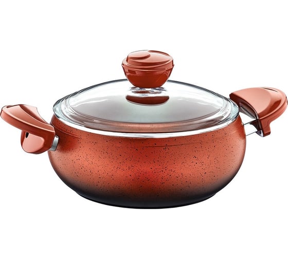 Кастрюля с крышкой стеклянной OMS collection 24x10,5 см, 4,5 л, с АПП, цвет терракотовый 3140-24-ТС 1