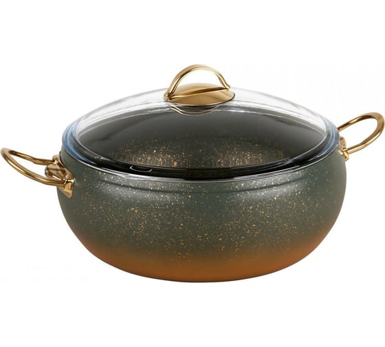 Кастрюля с крышкой стеклянной OMS collection 24x10,5 см, 4,5 л, с АПП, цвет оливковый 3141-IND-OLV-24 1