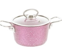 Кастрюля с крышкой стеклянной OMS collection размер 14x8 см, 1,2 л, с АПП, цвет розовый 3111(S)-14-Pin
