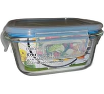 Контейнер для продуктов EUROHOUSE стеклянный с пластиковой крышкой 520 мл 14x14x7 см жаропрочное стекло 16035