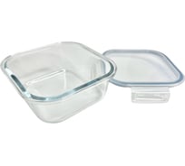 Контейнер для продуктов EUROHOUSE стеклянный с пластиковой крышкой 320 мл 12x12x6 см жаропрочное стекло 16036