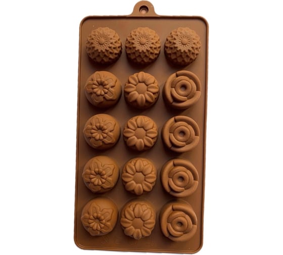 Форма для выпечки и изготовления конфет EUROHOUSE силиконовая, 21x10x1,7 см, 15 ячеек 15989 1