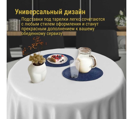 Набор подставочных салфеток Homium Cozy Collection, 2 шт. синий, круглые set2cozyDblue
