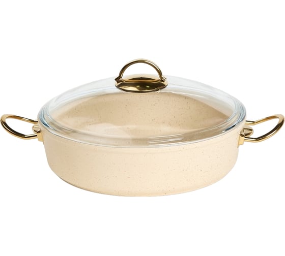 Сотейник с крышкой стеклянной OMS collection 28x8 см, 4,2 л, с АПП, цвет айвори 3310.01.06/G-28-IVR