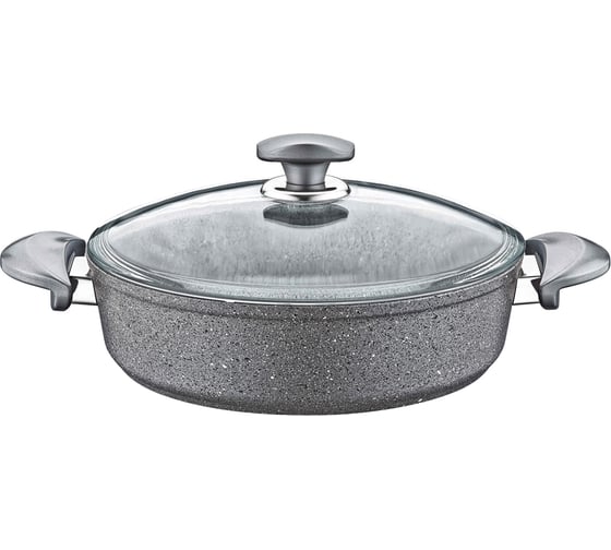 Сотейник с крышкой стеклянной OMS collection 30x8,5 см, 5,2 л, с АПП, цвет серый 3310.01.02-30-Gr 1