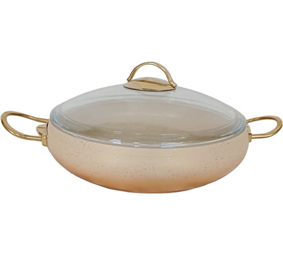 Сотейник с крышкой стеклянной OMS collection 28x7 см, 3,5 л, с АПП, цвет кремовый 3341-28-CRM