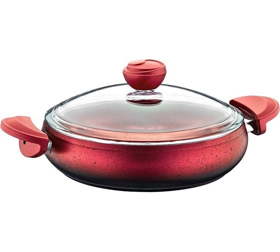 Сотейник с крышкой стеклянной OMS collection 28x7 см, 3,5 л, с АПП, цвет красный 3340-28-Rd 1