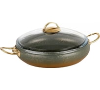 Сотейник с крышкой стеклянной OMS collection 28x7 см, 3,5 л, с АПП, цвет оливковый 3341-28-Olv