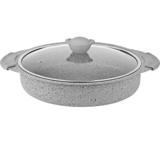 Сотейник с крышкой стеклянной OMS collection 28x6,5 см, 3,5 л, с АПП, цвет серый 3322-28-Gr 1