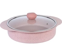 Сотейник с крышкой стеклянной OMS collection 28x6,5 см, 3,5 л, с АПП, цвет розовый 3322-28-Pin