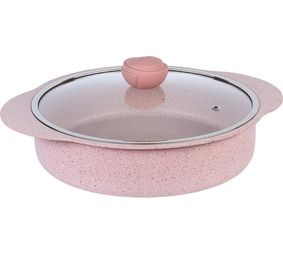 Сотейник с крышкой стеклянной OMS collection 28x6,5 см, 3,5 л, с АПП, цвет розовый 3322-28-Pin 1
