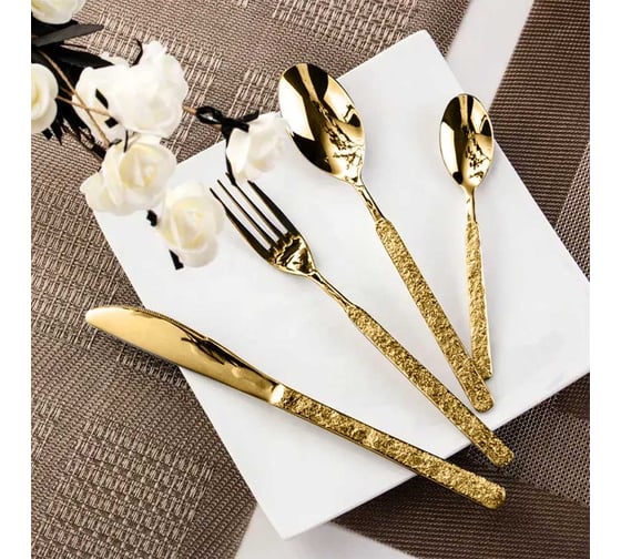 Набор столовых приборов Homium Home, 4 прибора, цвет золотой spoon42gold