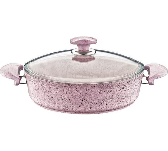 Сотейник с крышкой стеклянной OMS collection 26x7,5 см, 3,4 л, с АПП, цвет розовый 3310.01.02-26-Pin