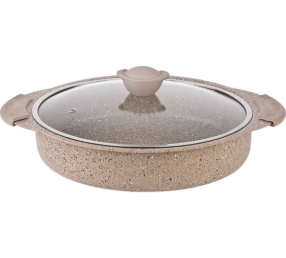 Сотейник с крышкой стеклянной OMS collection 32x6,5 см, 4,5 л, с АПП, цвет коричневый 3322-32-Bn 1