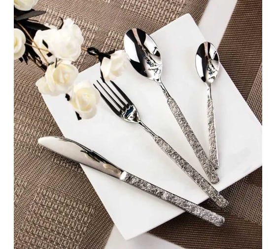 Набор столовых приборов Homium Home, 4 прибора, цвет серебро spoon42silver