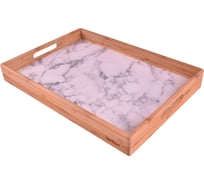 Поднос бамбуковый OMS collection размер 40x28x4,5 см, цвет белый 9101 MARMOL - M-WT