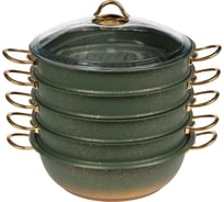 Мантоварка с крышкой стеклянной OMS collection 28x10 см, 5,8 л, с АПП, цвет оливковый 6091C.28.NS-Olv