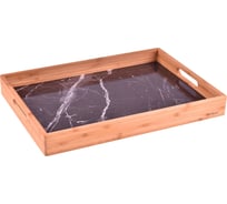 Поднос бамбуковый OMS collection размер 45x33x4,5 см, цвет черный 9101 MARMOL - L-Bk