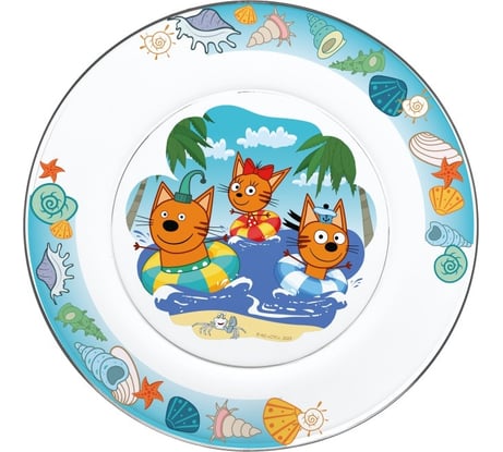 Тарелка ND Play три кота, море приключений, 19,5 см, стекло 309622