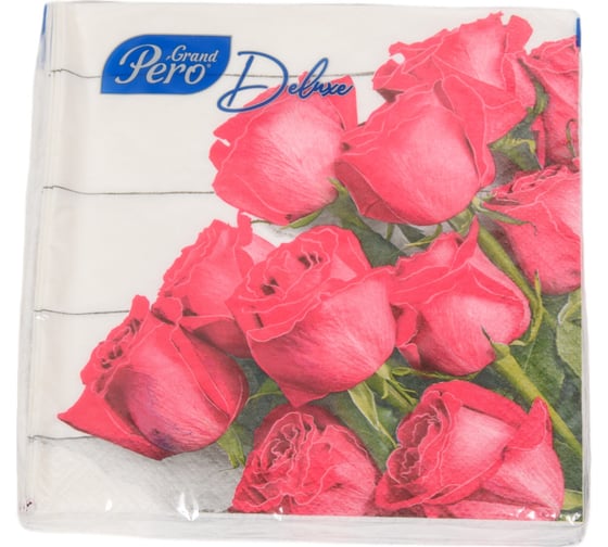 Салфетка бумажная GrandPero deluxe 33x33 см розы 3 слоя 20 листов х 12 2302