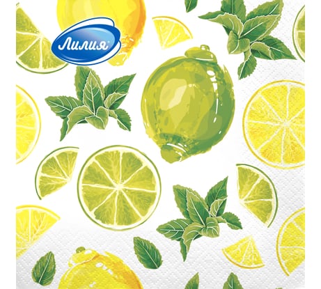 Салфетка бумажная Лилия 33x33 см мохито 2 слоя, 20 листов 2470