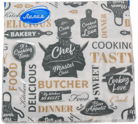 Салфетка бумажная Лилия 33x33 см шеф 2 слоя, 20 листов 2531