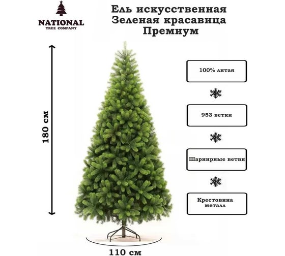 Искусственная ель National Tree Company Зеленая красавица премиум 180 см ЗКП-180