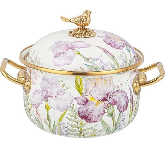 Кастрюля эмалированная Agness с крышкой, серия irises, 2,1л, диа.16см подходит для инд. плит 950-571 1