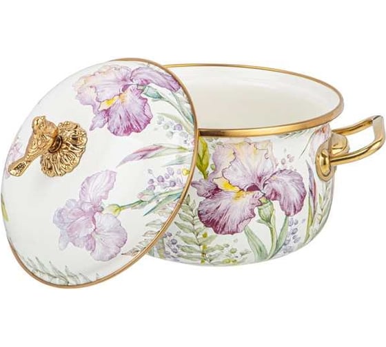 Кастрюля эмалированная Agness с крышкой, серия irises, 2,1л, диа.16см подходит для инд. плит 950-571