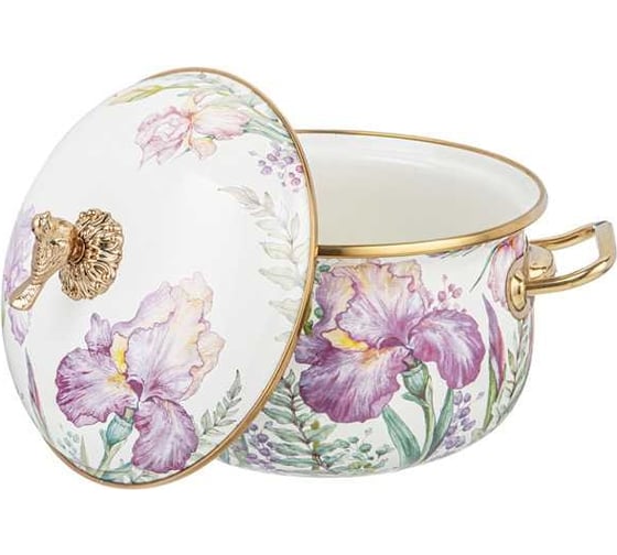 Кастрюля эмалированная Agness с крышкой, серия irises 2,8л, диа.18см подходит для индук.пл 950-572
