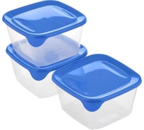 Набор контейнеров для свч CURVER fresh go 3x1.2 л, голубые, квадратные 08560-139