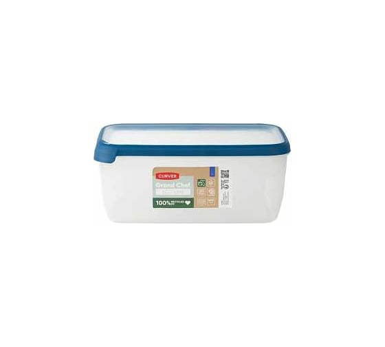 Контейнер для свч CURVER grand chef eco line прозрачный/синий, 5.4 л, прямоугольный 00011-831-00